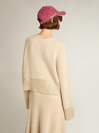 Women's boxy sweater wool with hotfix crystal decoration