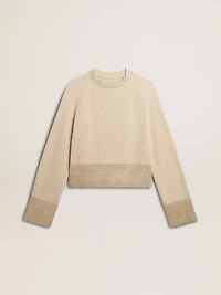 Women's boxy sweater wool with hotfix crystal decoration