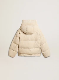 Padded ecodown jacket with zip fastening and hood