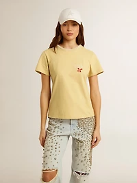 Women's T-shirt cotton jersey with embroidery on the neck and heart