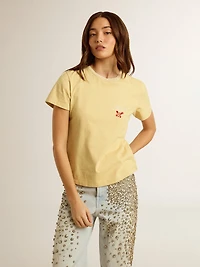 Women's T-shirt cotton jersey with embroidery on the neck and heart