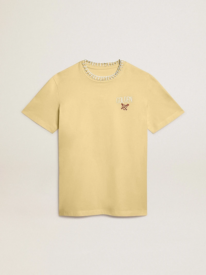 Women's T-shirt cotton jersey with embroidery on the neck and heart