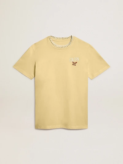 Women's T-shirt cotton jersey with embroidery on the neck and heart