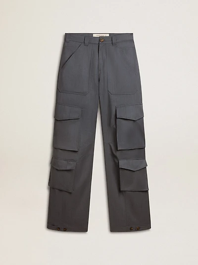Women's cargo pants baby blue wool