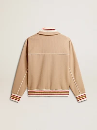Women’s light beige zipped sweatshirt with white logo