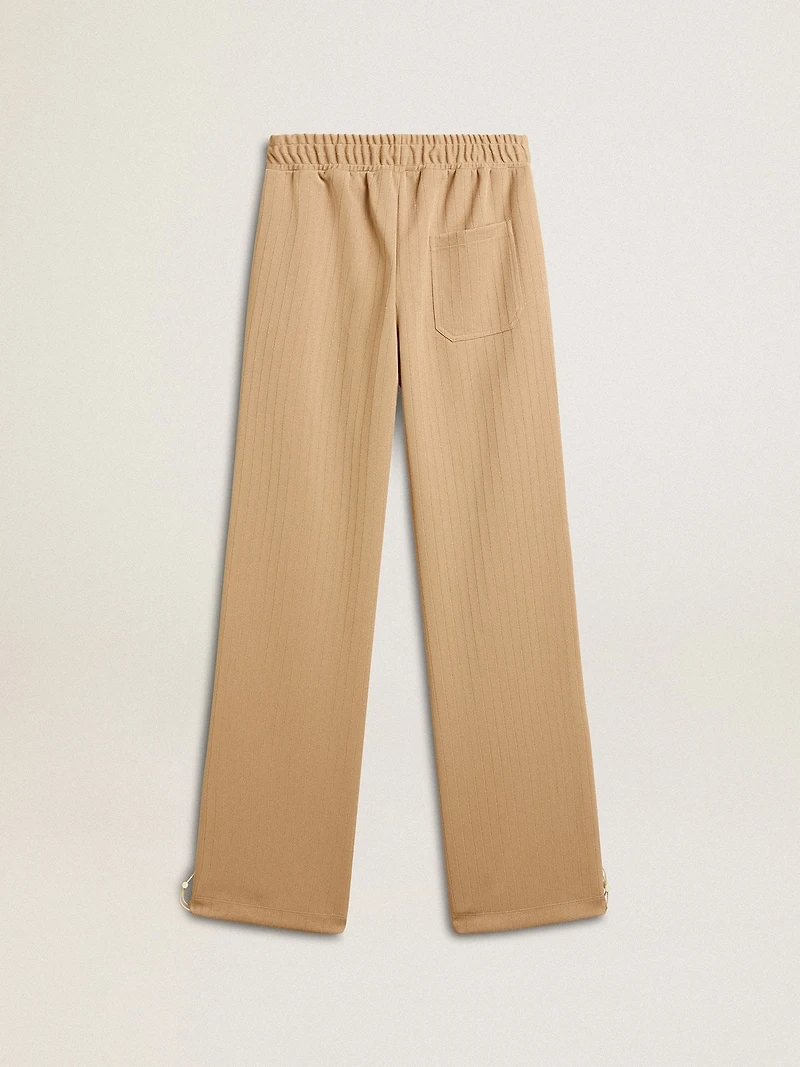 Women’s light beige joggers with white logo
