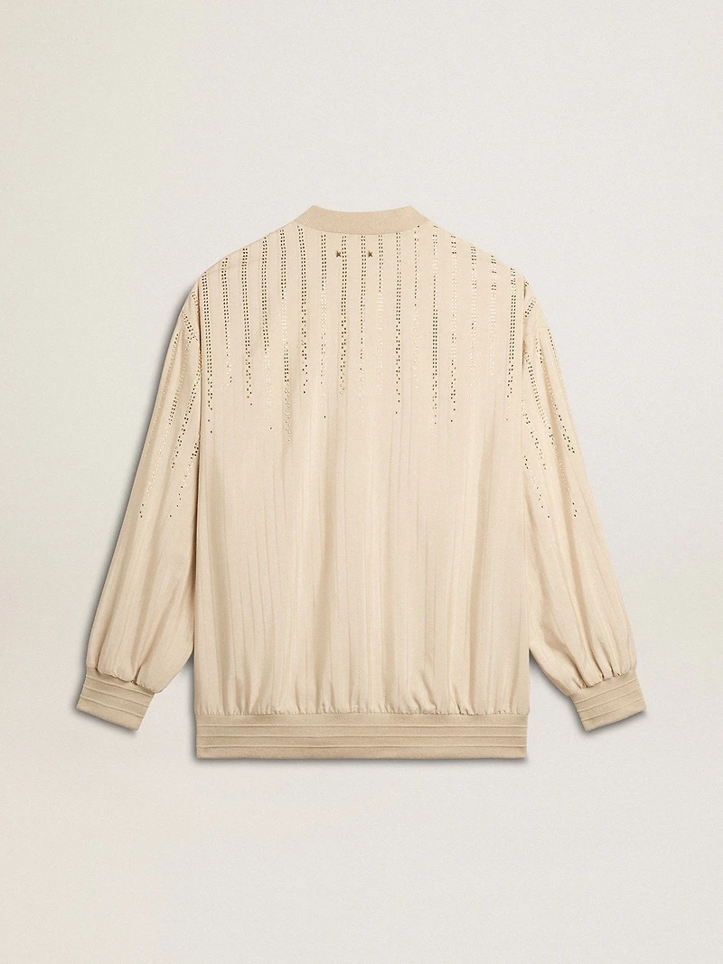 Women's silk and viscose cardigan with pinstripe motif