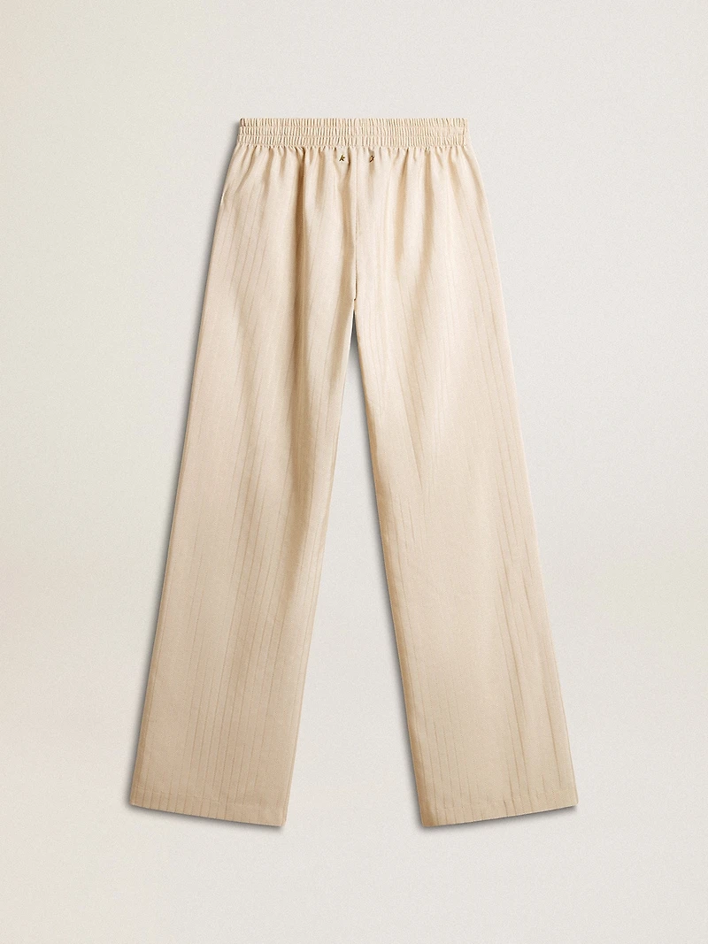 Women's light beige silk and viscose joggers