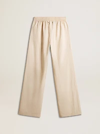 Women's light beige silk and viscose joggers