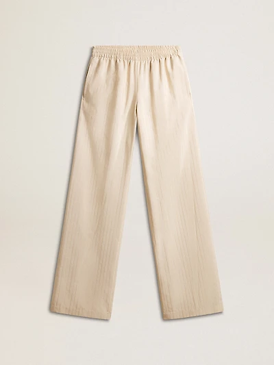Women's light beige silk and viscose joggers