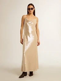 Sleep dress parchment-colored sequins