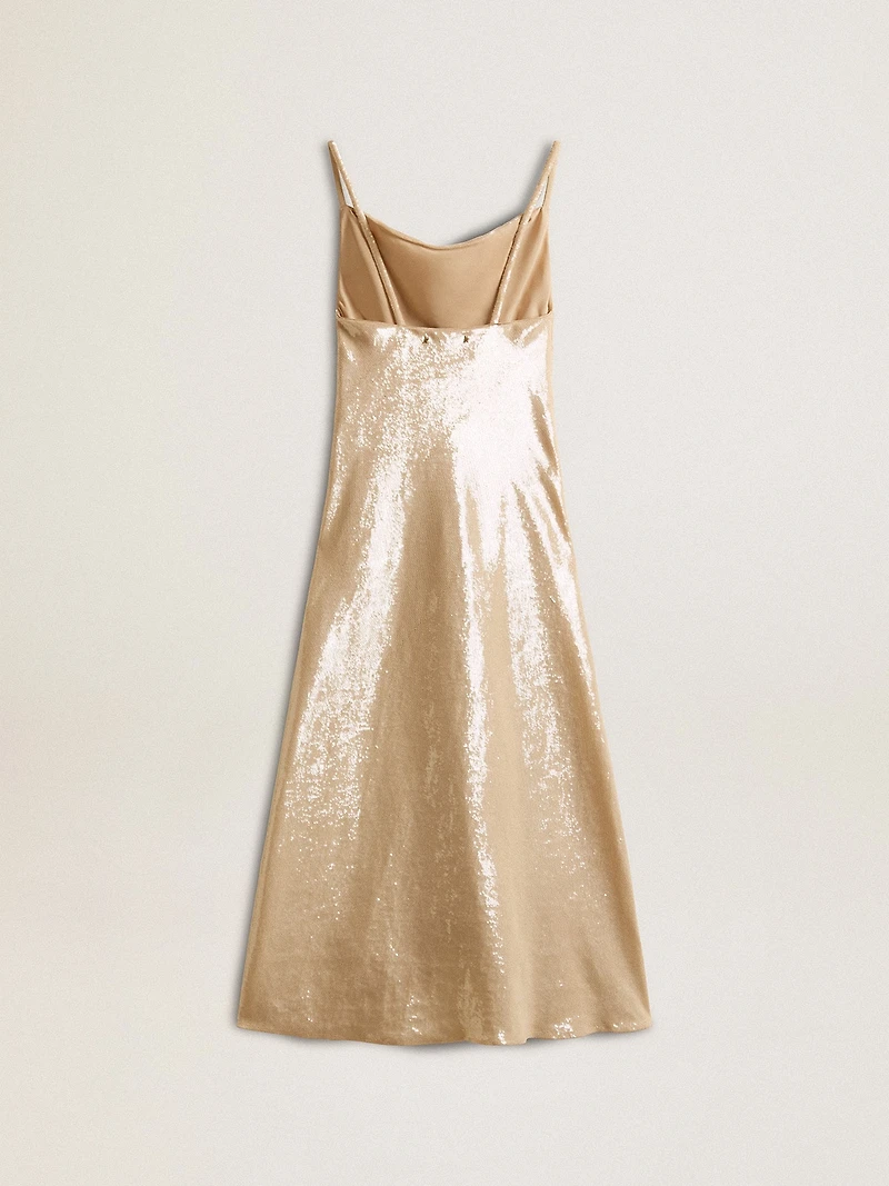 Sleep dress parchment-colored sequins