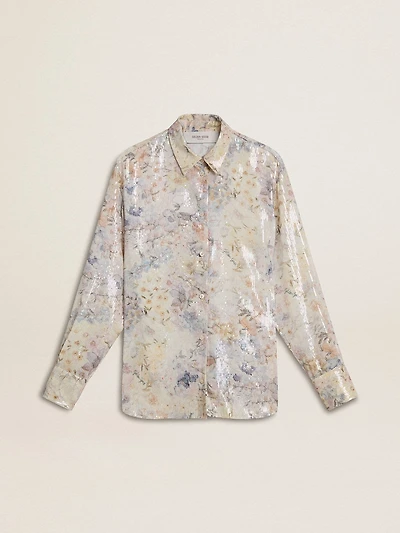 Women's shirt with multicolor floral sequin print