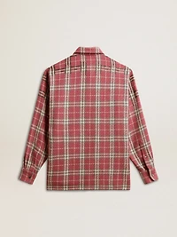 Women's shirt with pink, sand and gray check embroidery
