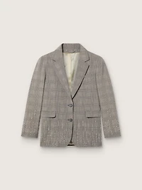 Women's jacket gray Prince of Wales check with crystal embroidery