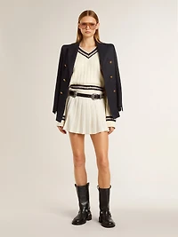 White pleated Star miniskirt