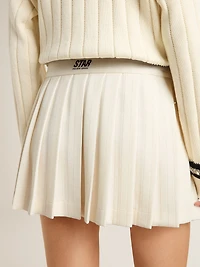White pleated Star miniskirt