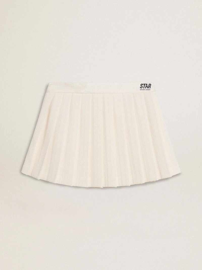 White pleated Star miniskirt