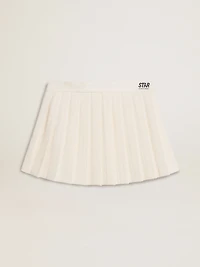 White pleated Star miniskirt