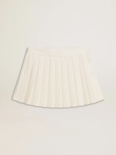 White pleated Star miniskirt