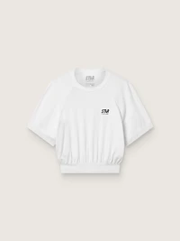 Women's white cropped sports T-shirt
