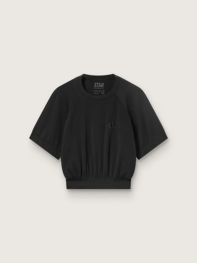 Women's black cropped sports T-shirt