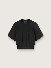 Women's black cropped sports T-shirt