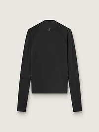 Women's black long-sleeve sports top with zip