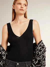 Women's black V-neck bodysuit