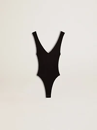Women's black V-neck bodysuit