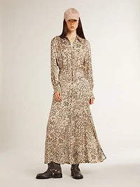 Women's silk-blend midi dress with a floral print