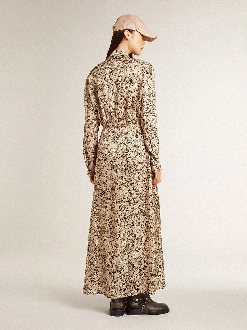 Women's silk-blend midi dress with a floral print