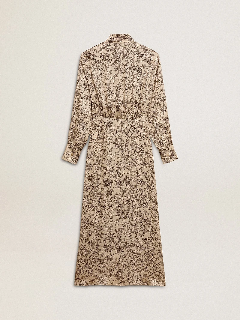 Women's silk-blend midi dress with a floral print