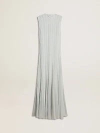 Women’s baby blue dress with vertical striped pattern