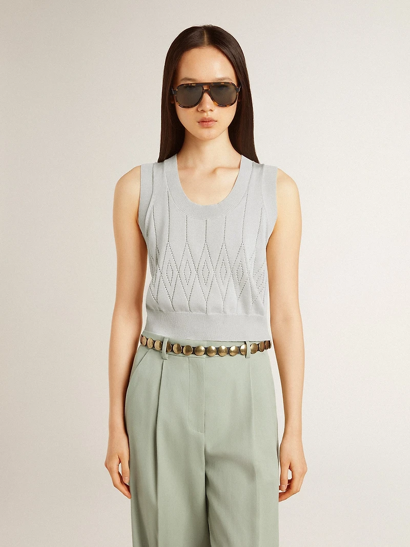 Women's sleeveless tank top baby blue knit