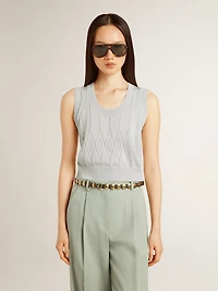 Women's sleeveless tank top baby blue knit