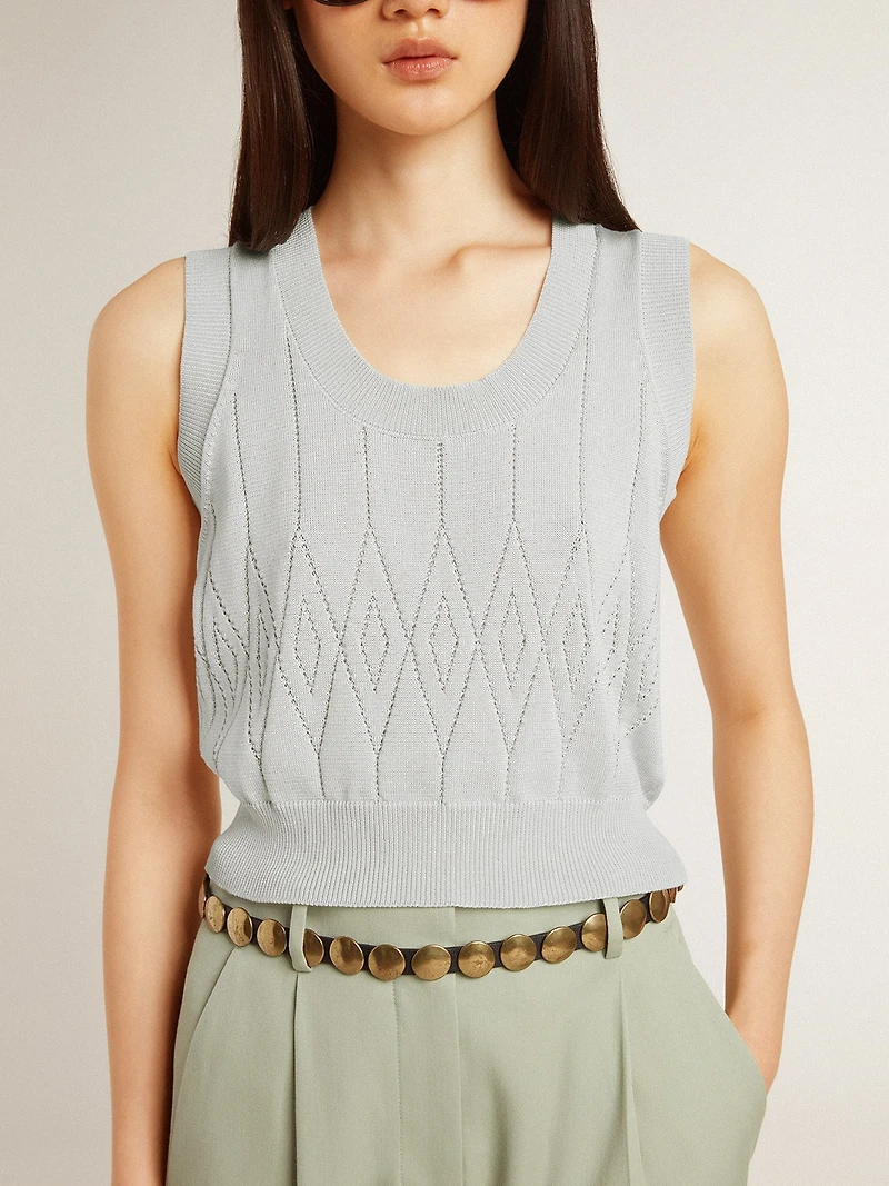 Women's sleeveless tank top baby blue knit
