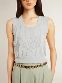 Women's sleeveless tank top baby blue knit