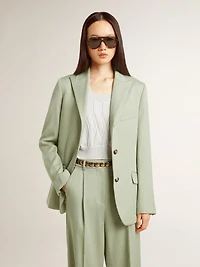 Women's blazer jacket in sage-green wool