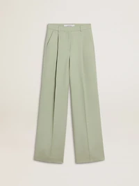 Women's pants in sage-green wool