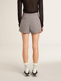 Women's gray mini shorts houndstooth wool