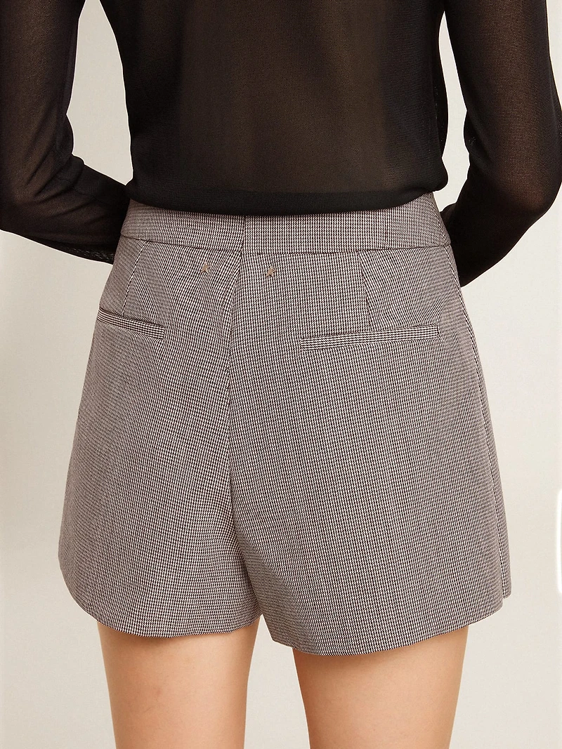 Women's gray mini shorts houndstooth wool