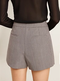 Women's gray mini shorts houndstooth wool