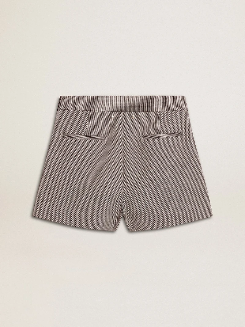 Women's gray mini shorts houndstooth wool