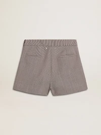 Women's gray mini shorts houndstooth wool