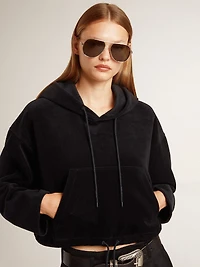 Women’s black chenille sweatshirt with embroidery on the back