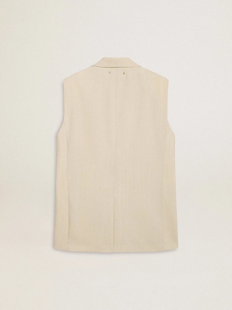 Women's khaki wool blend vest jacket