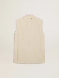 Women's khaki wool blend vest jacket