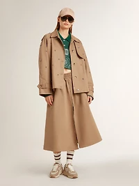 Women's green cropped polo sweatshirt with print