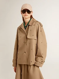 Women's oversized trench coat with crystals